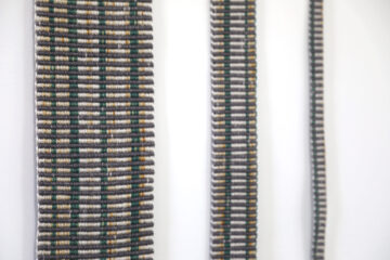 Intersect, 2020, Cotton, Rusted Steel Wall hanging with handwoven fabric.