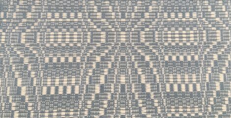 Handwoven Fabric (Overshot), Woven for Schacht Spindle Company weaving internship, 2019, Cotton, wool yarn